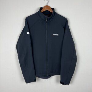 Marmot Jacket Mens Large Black Full Zip Softshell Pockets Outdoor Fleece Lined L